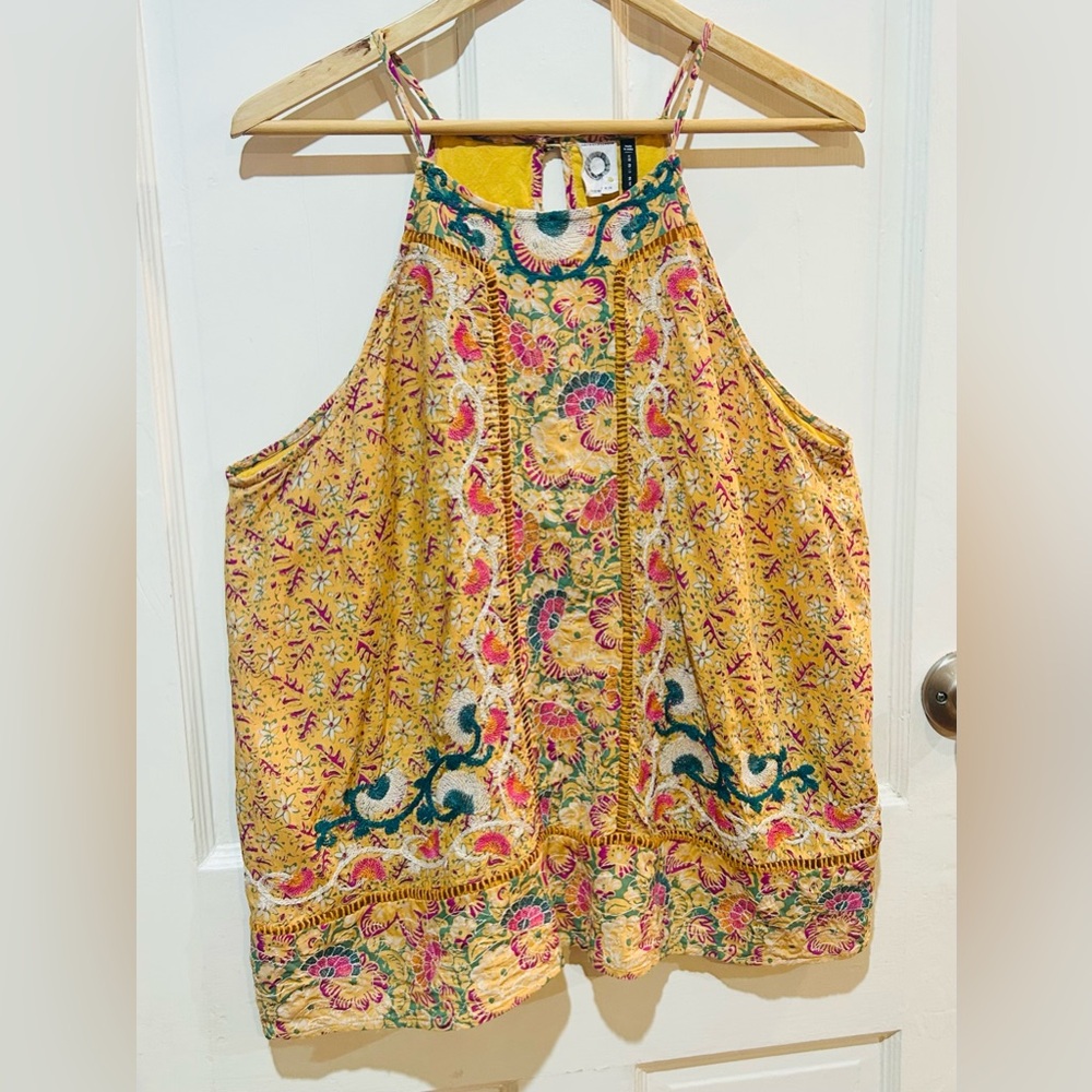 Anthropologie Akemi + Kin Melina Embroidered Halter Top Boho Summer Size 12 - Picture 7 of 14